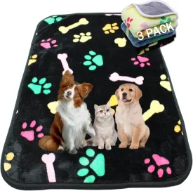 1 Pack 3 Waterproof Dog Blankets for Medium Dogs, Washable Pet Blankets with Double -Sided Soft Flannel Fleece, Dogs Cats Pads for Dog Bed & Couch (L (41x30 inch))