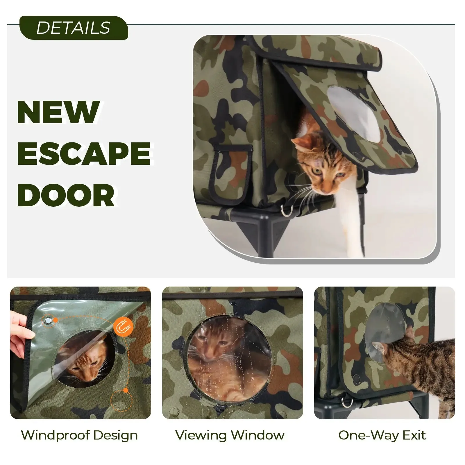 2-Door Premium Lift-Top Roof Elevated Heated Outdoor Cat House Large