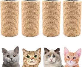 4PCS Natural Sisal Rope Cat Scratching Post - 5" Scratch Pole & Tree - Indoor DIY Cat Tower Set with Replacement Parts & Hammock