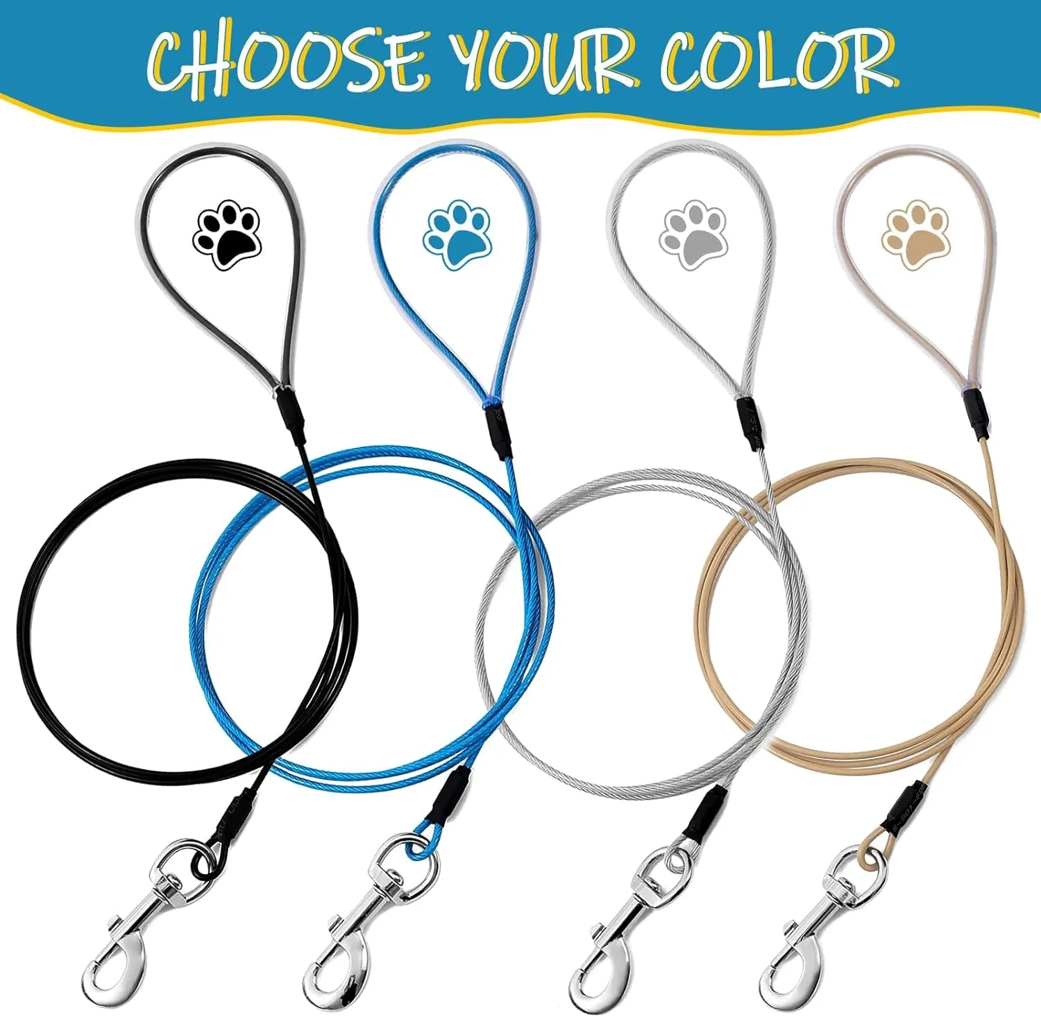 6FT Dog Leash,2Pack Chew Proof Metal Cable Lead,Chew Resistant Leash Ideal for Samll and Medium Dogs and Teething Puppie