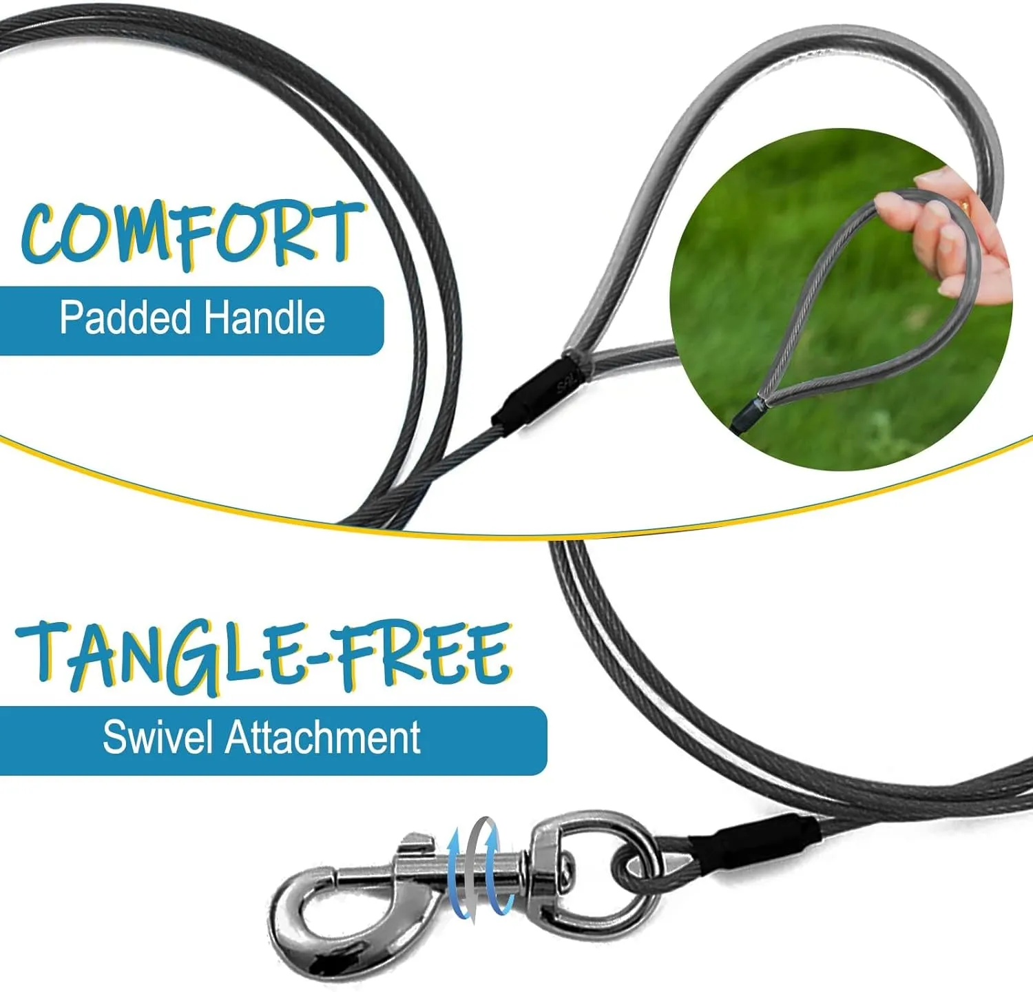 6FT Dog Leash,2Pack Chew Proof Metal Cable Lead,Chew Resistant Leash Ideal for Samll and Medium Dogs and Teething Puppie