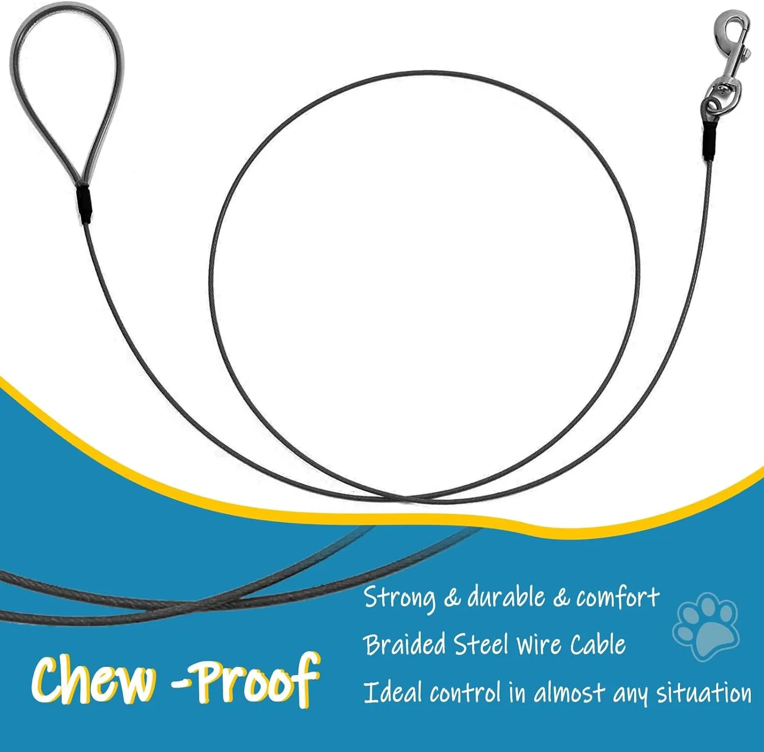 6FT Dog Leash,2Pack Chew Proof Metal Cable Lead,Chew Resistant Leash Ideal for Samll and Medium Dogs and Teething Puppie