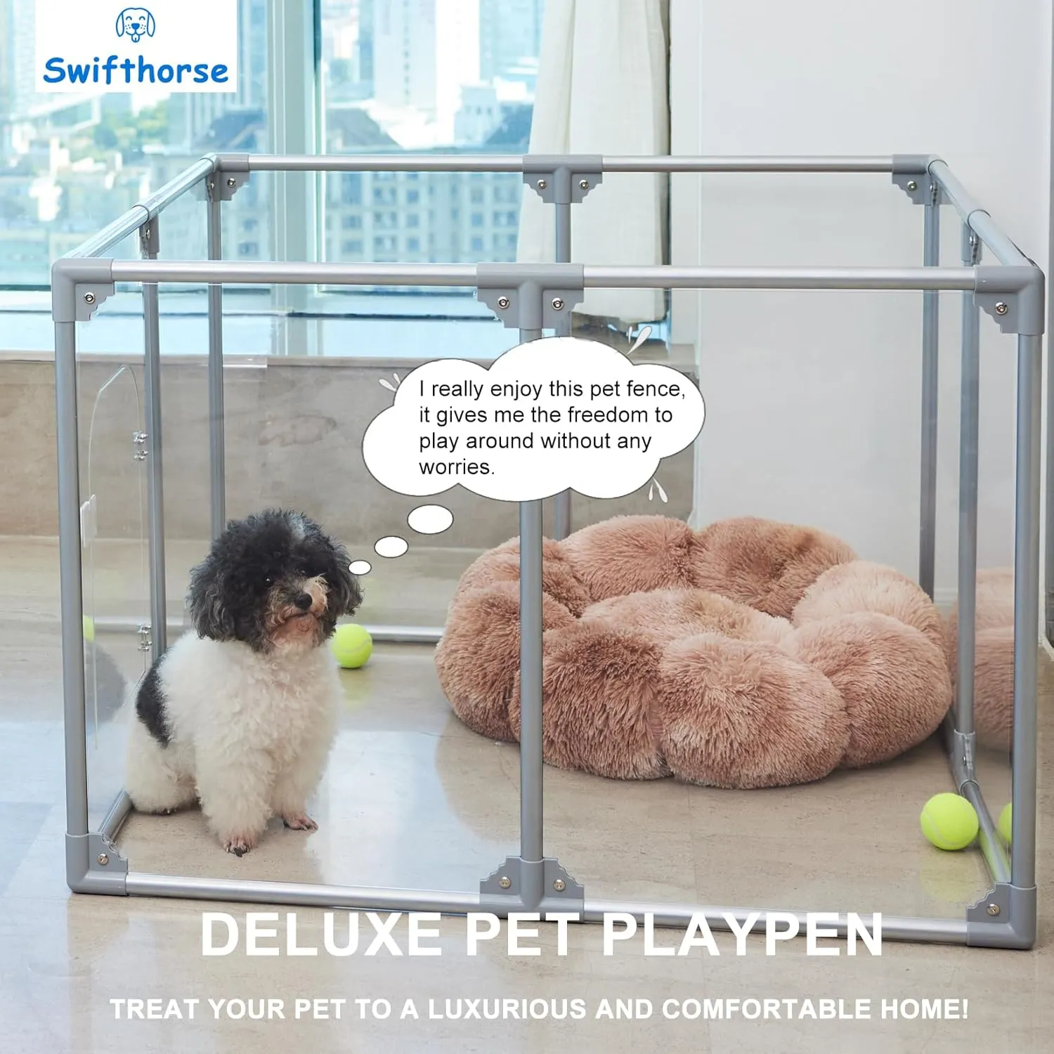 Acrylic Dog Playpen Indoor Puppy Pen 10 Panels for Puppies Dog Play Pens for Dogs Indoor
