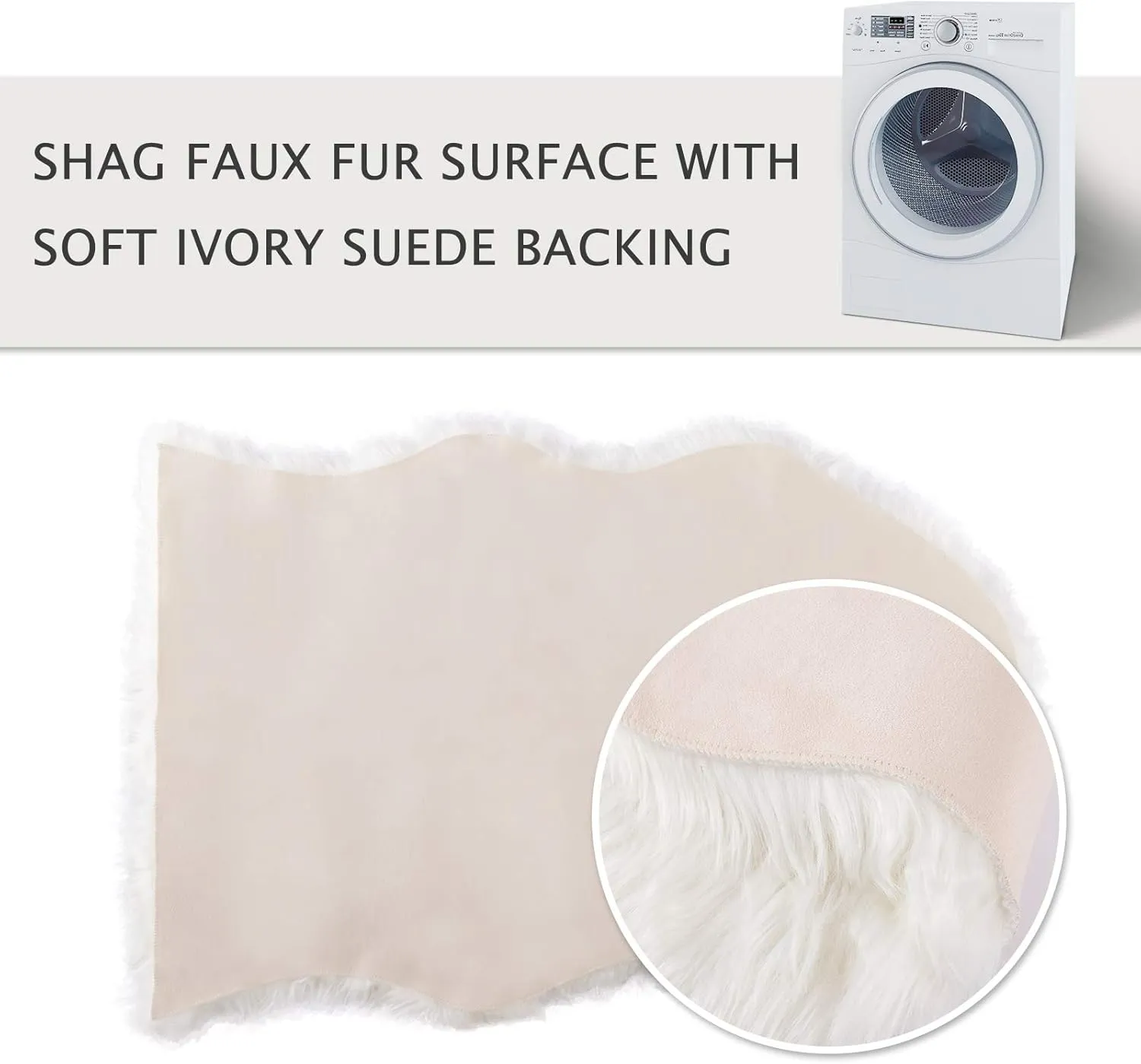 Asrug Faux Fur Dog Rug Plush and Fluffy Dog Mat Ultra Cozy Pet Throw Rug for Dogs Cats, Luxury Soft Faux Sheepskin Chair Cover Seat Pad Shag Fur Area Rugs for Bedroom, White, 24 by 36 inches