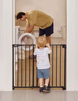 Babelio 29-43" No Bottom Bar Baby/Dog Gate for Stairs and Doorways, Easy to Remove and Install, Auto Close Function, Extra-Wide Walk Thru Door, Hardware Mount, 30" Tall, Black