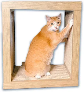 Bailey Cat Scratcher, Wooden Cat Scratcher and End Table, Sisal Scratching Furniture Post for Cats and Kittens, Interior Design Scratching Post, Driftwood - Light Wood Veneer