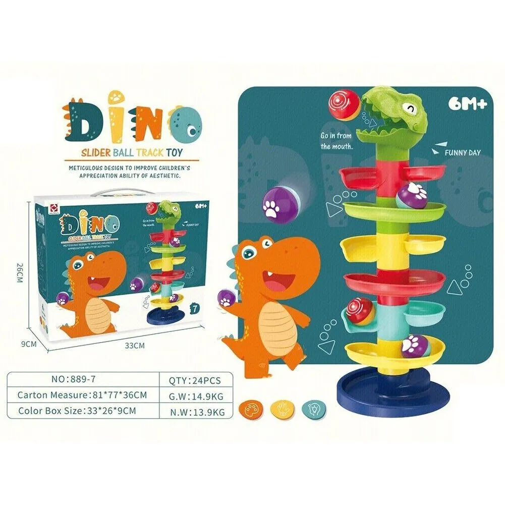 Ball Run Ramp Sensory Tower with Dinosaur Head