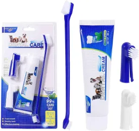 Best Dog Toothbrush & Toothpaste Kit for Doberdor and Other Mixed Breed Dogs Dogs - Natural Ingredients Reduce Plaque, Whiten Teeth, Freshen Breath