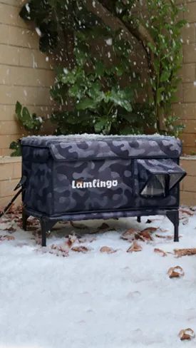 Black Camouflage Double Door High Leg Outdoor Heated Cat House