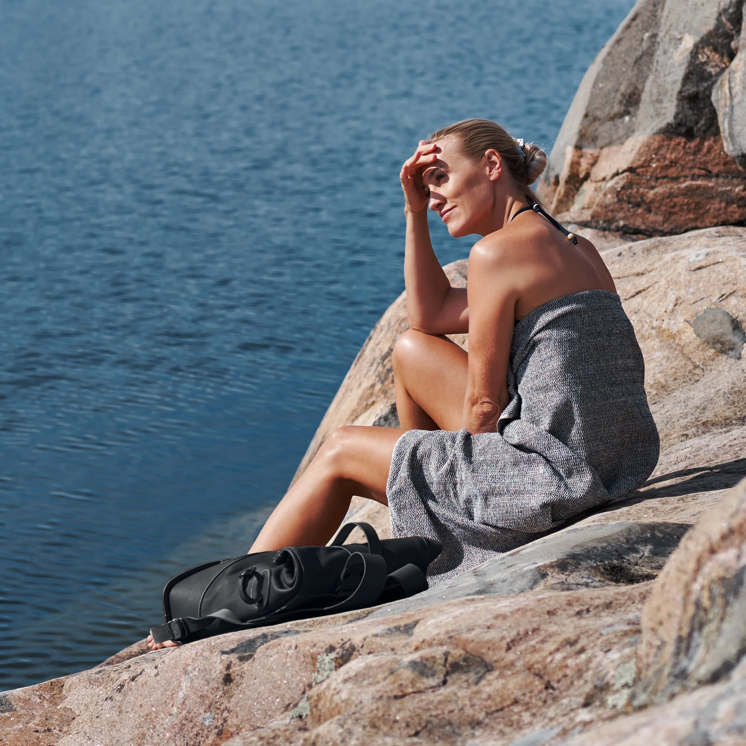 Black Small Fold Top – Leather Backpack