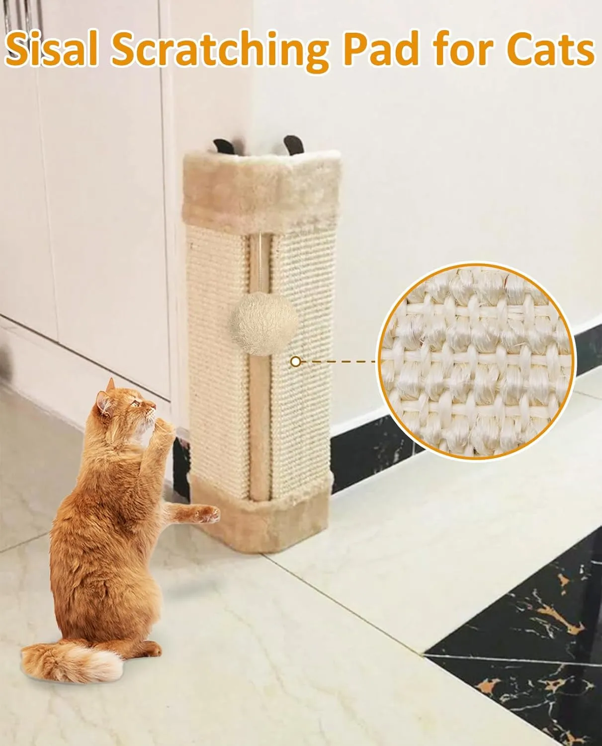 BNOSDM 3 Pack Corner Wall Cat Scratcher Corners Pet Scratch Pad for Cats Vertical Scratching Board Sisal Protector Furniture Pet Wear Resistant Mat for Door Sofa (Beige)