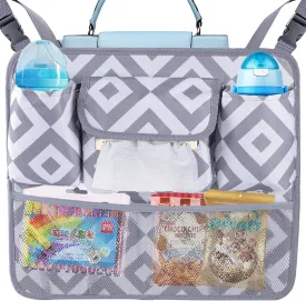 Car Organizer with Net Pocket Handbag Holder Between Car Front Seats Collapsible Storage Organizer with Purse Holder Pet and Kids BarrierGray Diamond