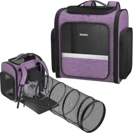 Cat Carrier Backpacks Pawtners Expandable Cat Backpack with Breathable Mesh, Pet Carrier Backpack for Cats Small Dogs Puppies Up to 18 Lbs, Dog Carrier Backpack for Travel Hiking Camping Outdoor