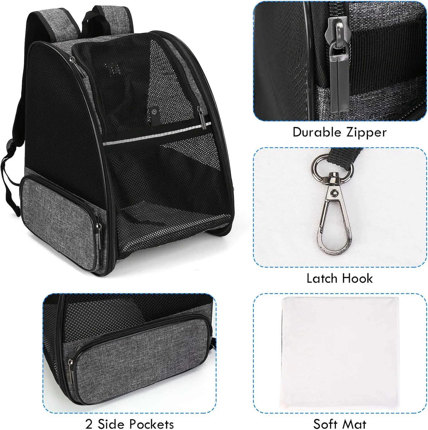 Cat Carrier Expandable Backpack, Airline Approved Pet Carriers for Small Dogs, Large Cat Bag Carrier, Foldable Collapsible Travel Bookbag for Carrying Cats Puppy Kitten Bunny Bird Chicken (Black)