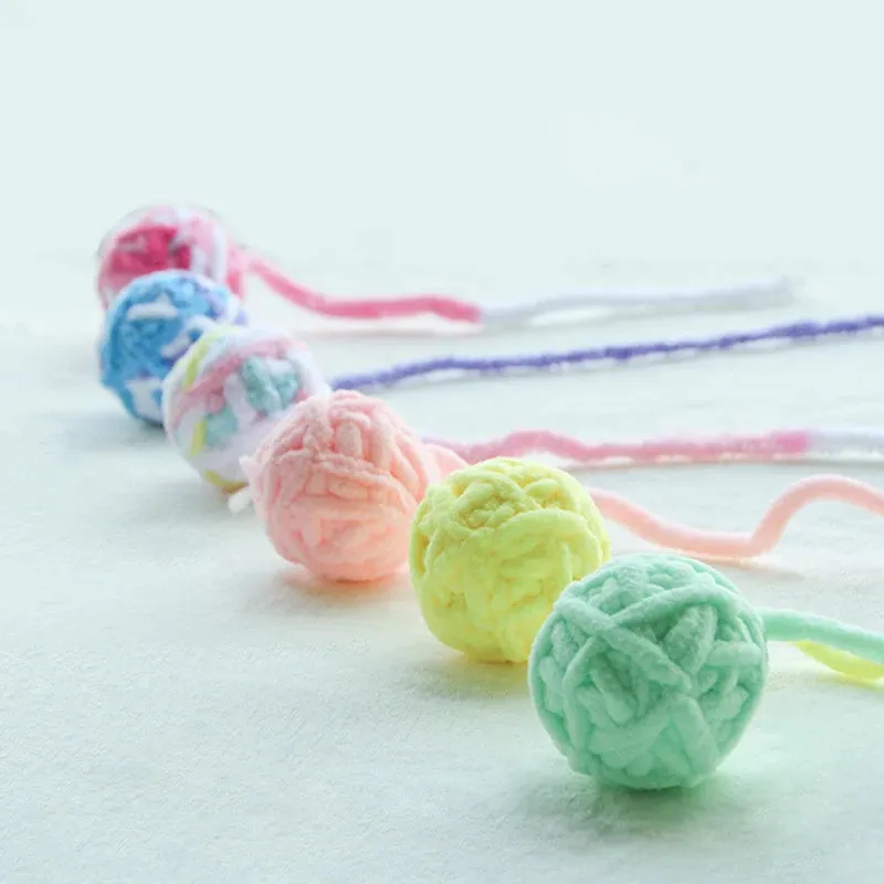 Colorful Yarn Cat Balls with Bells