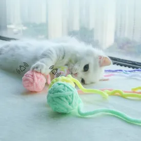 Colorful Yarn Cat Balls with Bells