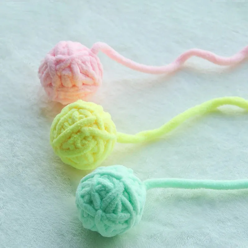 Colorful Yarn Cat Balls with Bells