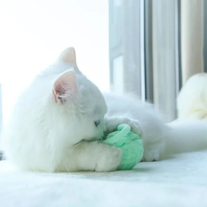Colorful Yarn Cat Balls with Bells