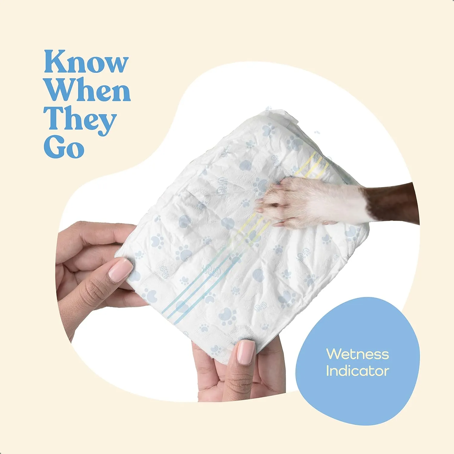 Comfortable Male Dog Diapers - 50-Pack Super Absorbent Disposable Male Dog Wraps- FlashDry Gel Technology, Wetness Indicator Doggie Diapers- Leakproof Belly Wraps for Incontinence, Excitable Urination