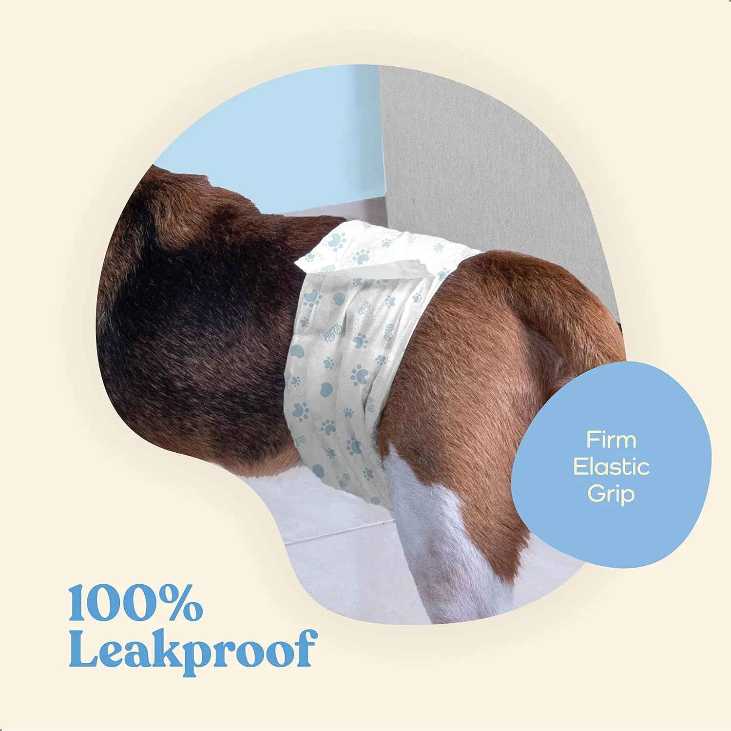Comfortable Male Dog Diapers - 50-Pack Super Absorbent Disposable Male Dog Wraps- FlashDry Gel Technology, Wetness Indicator Doggie Diapers- Leakproof Belly Wraps for Incontinence, Excitable Urination