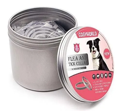 COSYWORLD 3 Pack Dogs Flea and Tick Collar - 8 Months Protection for Dog and Puppies - Waterproof, Adjustable, Hypoallergenic and Ultra Safe Insect Repellent with Natural Essential Oils