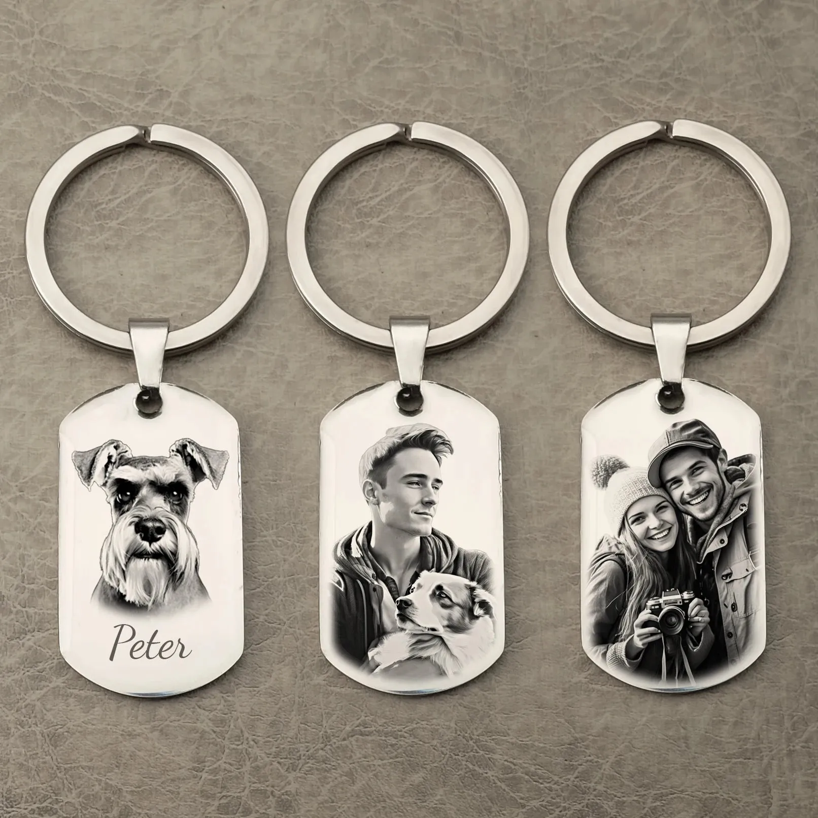 Custom Name Photo Keychain