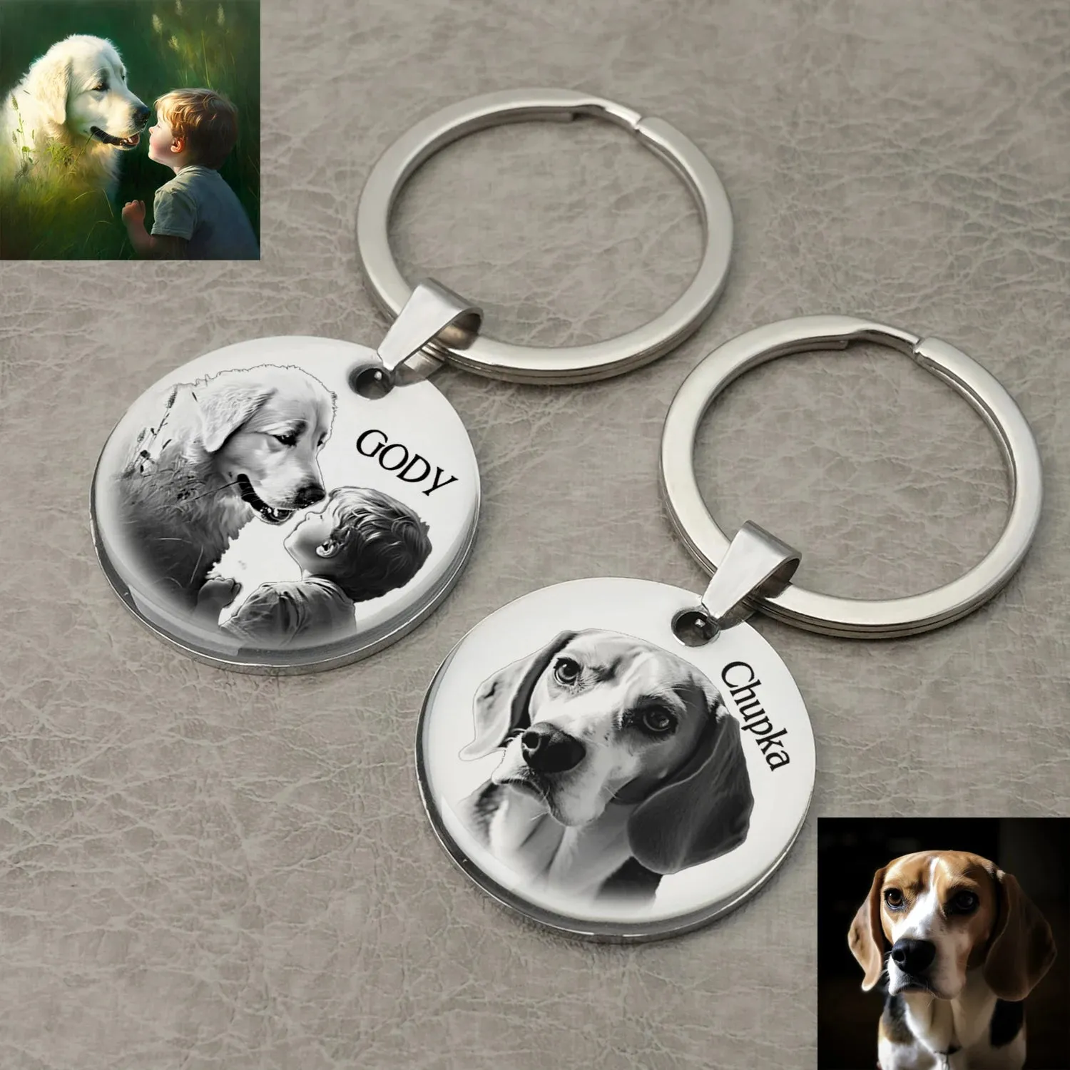 Custom Name Photo Keychain