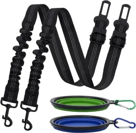 Dog Car Seat Belt, 4 Piece Set Retractable Dog Car Harness Adjustable Dog Seat Belt for Vehicle Nylon Pet Safety Seat Belts Heavy Duty & Elastic,Vehicle Safety Harness Restraint
