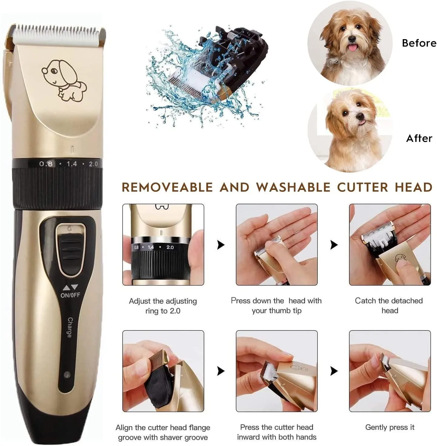 Dog Grooming 9IN1 Pet Hair Clippers, , Electric Quiet, Rechargeable, Cordless