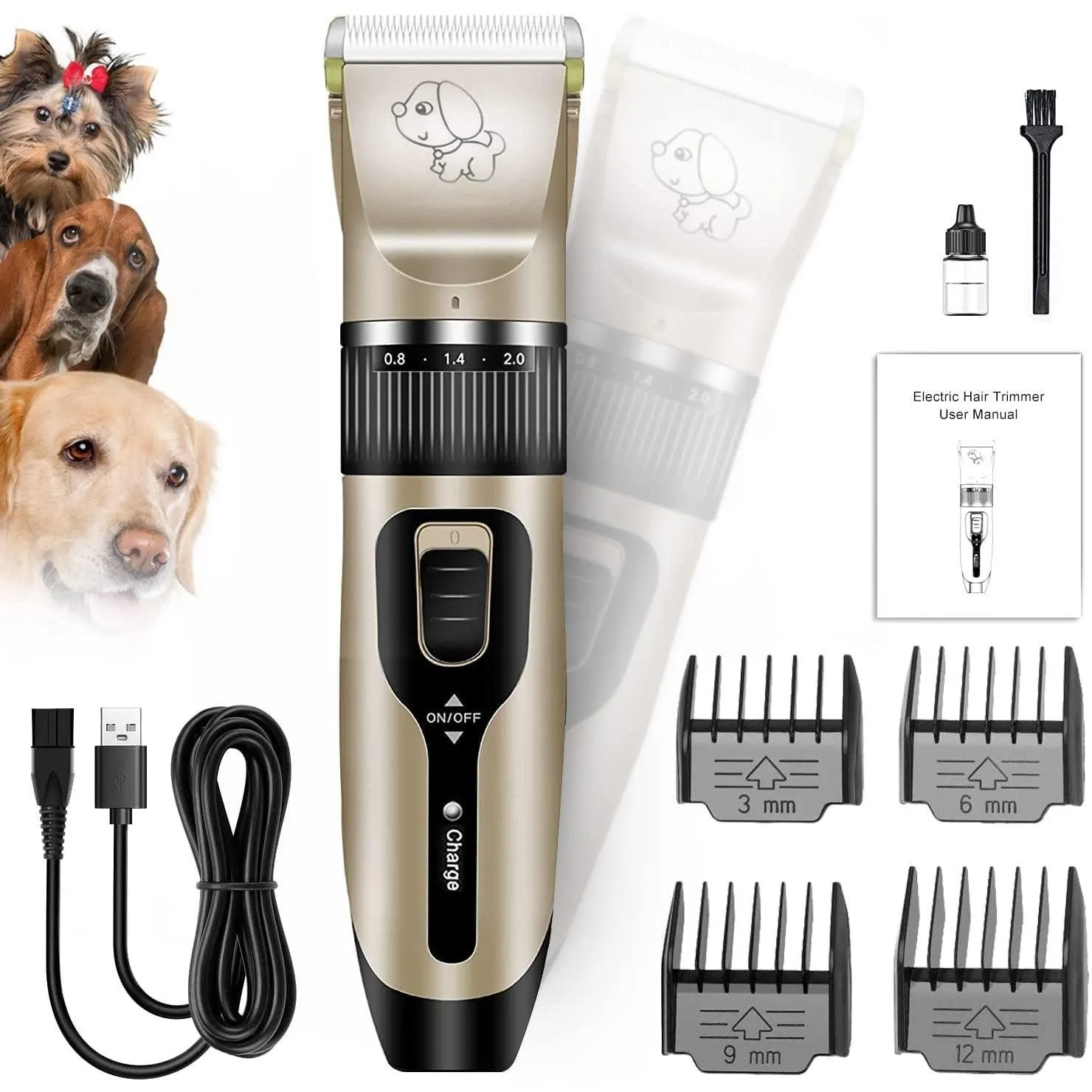 Dog Grooming 9IN1 Pet Hair Clippers, , Electric Quiet, Rechargeable, Cordless