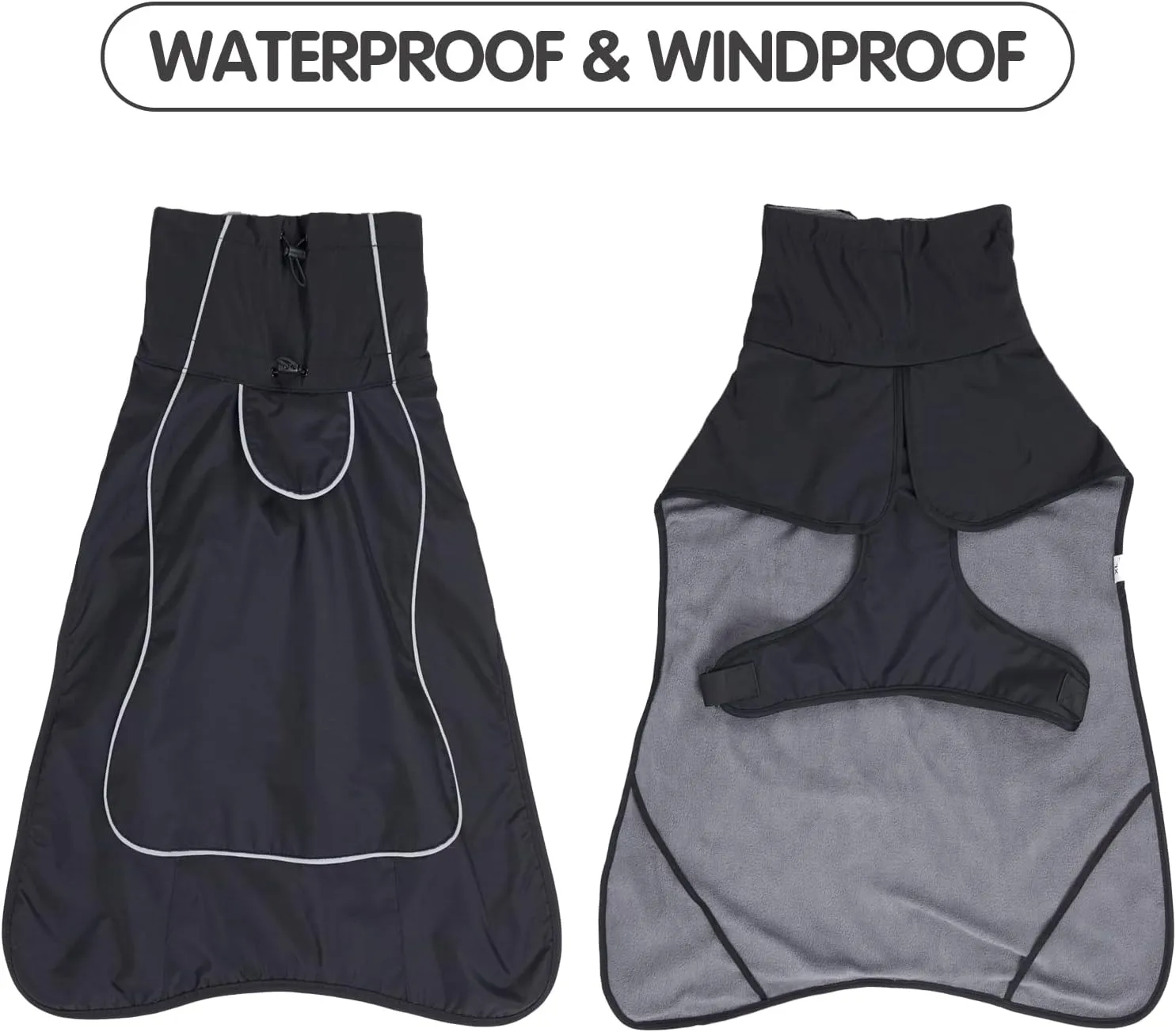 Dog Raincoat & Winter Jacket - Waterproof Windproof Reflective Coat with Warm Insulation, All-Weather Hiking Travel Gear for Indoor/Outdoor Use (Black, X-Small)