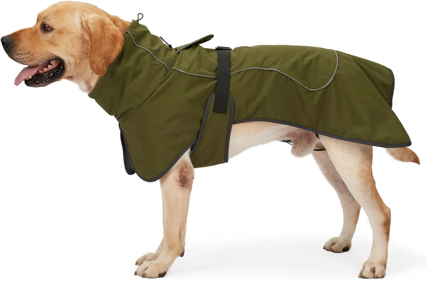 Dog Raincoat & Winter Jacket - Waterproof Windproof Reflective Coat with Warm Insulation, All-Weather Hiking Travel Gear for Indoor/Outdoor Use (Military Green, X-Small)