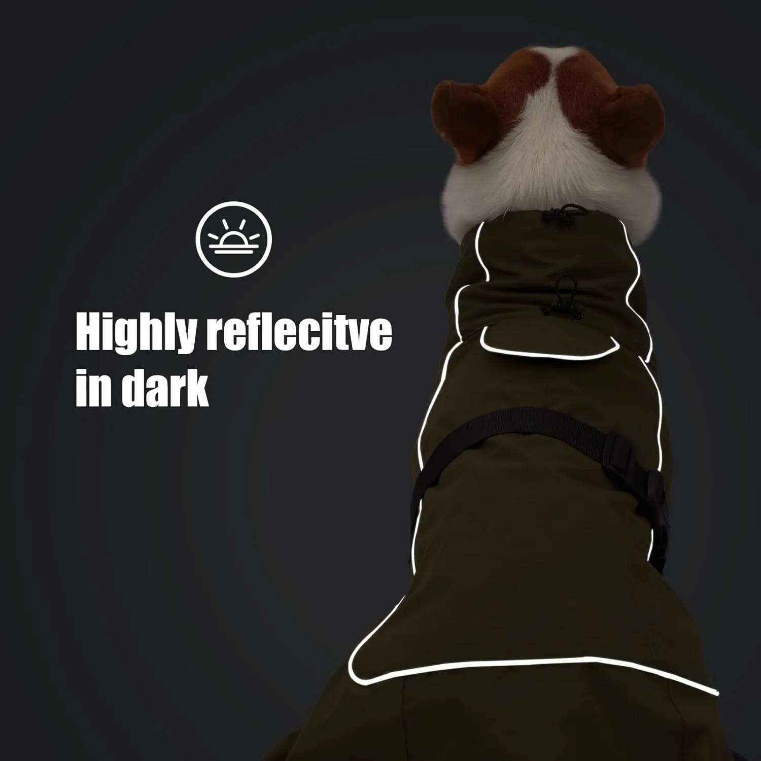Dog Raincoat & Winter Jacket - Waterproof Windproof Reflective Coat with Warm Insulation, All-Weather Hiking Travel Gear for Indoor/Outdoor Use (Military Green, X-Small)