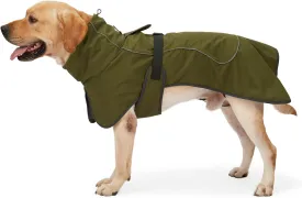 Dog Raincoat & Winter Jacket - Waterproof Windproof Reflective Coat with Warm Insulation, All-Weather Hiking Travel Gear for Indoor/Outdoor Use (Military Green, X-Small)
