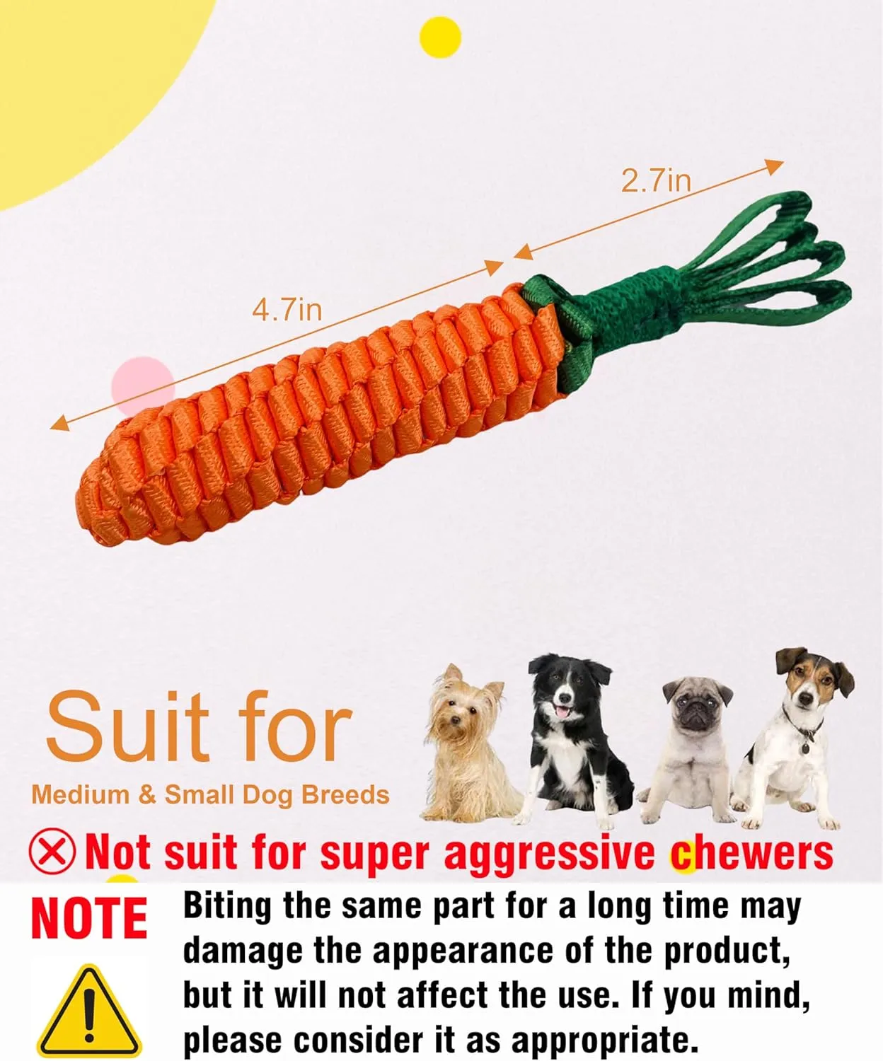 Dog Rope Toy,Tug of War Dog Toy,Puppy Teething Chews,Dog Chew Toys,Dog Toys for Small Dogs(Carrot New, Small)