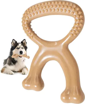 Durable Dog Chew Toy for Aggressive Chewers, Indestructible Nylon Bone Dental Care Teeth Cleaning Chew Toy for Small, Medium and Large Dogs, Keep Them Busy, Irresistible Beef Flavor (Brown)
