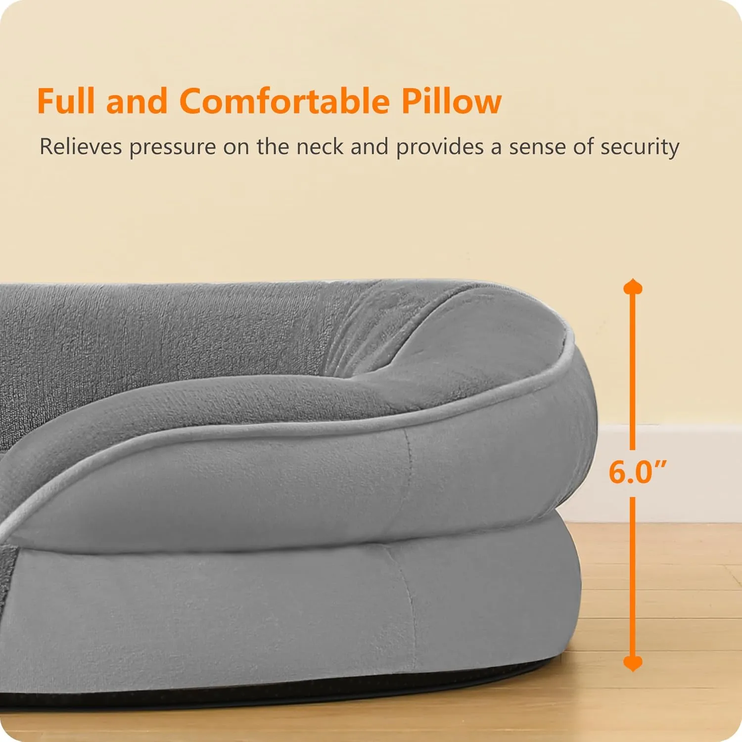 Dwanton Orthopedic Dog Bed for Medium Dogs, Waterproof Dog Sofa with Egg Foam Support, Washable Pet Bed with Four Sided Bolster Cushion, with Removable Cover & Non-Slip Bottom, 35 Inches, Medium Gray