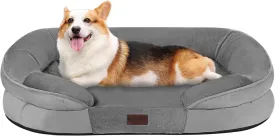Dwanton Orthopedic Dog Bed for Medium Dogs, Waterproof Dog Sofa with Egg Foam Support, Washable Pet Bed with Four Sided Bolster Cushion, with Removable Cover & Non-Slip Bottom, 35 Inches, Medium Gray