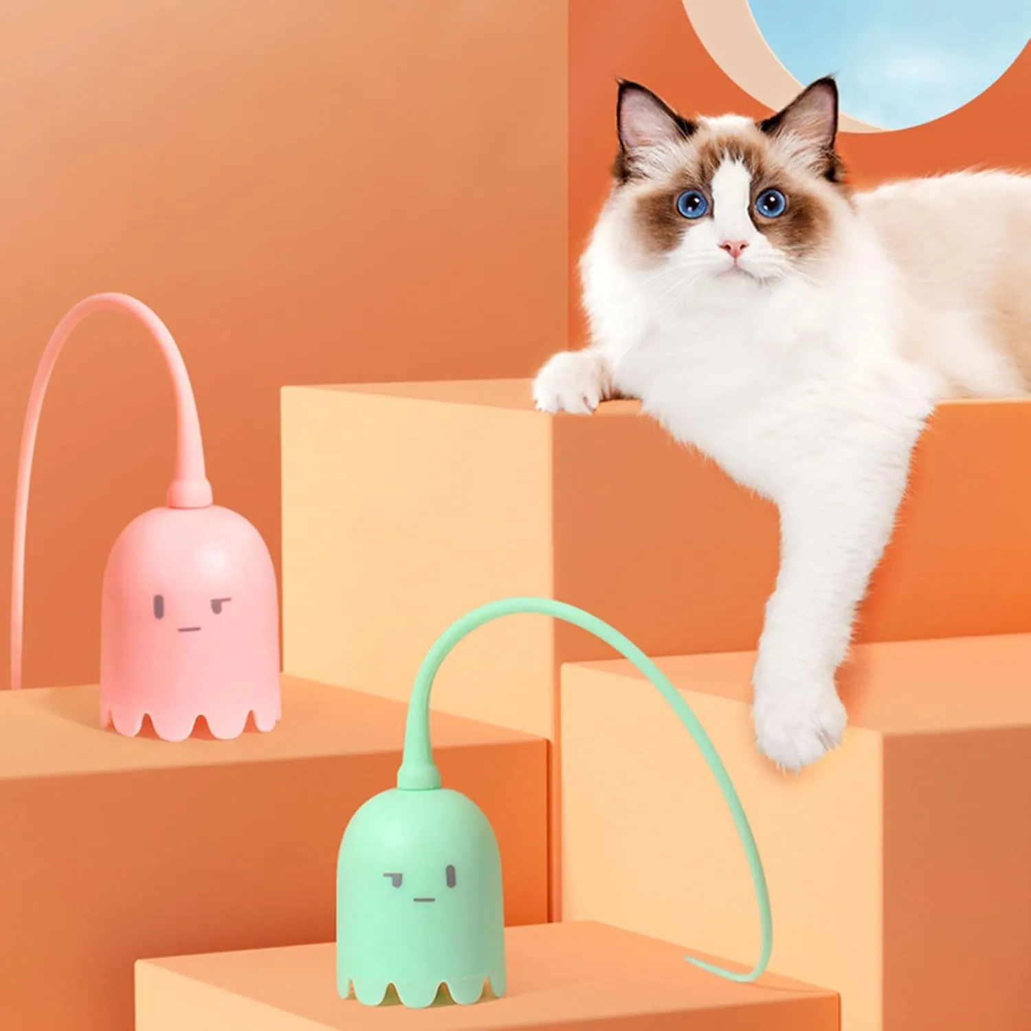 Electric Mouse Tail Cat Toy Funny Teasing Detachable Funny Exercise Teaser Toy for Felines with Long Detachable Tail