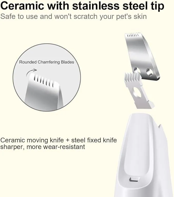Electric Pet Cat & Dog Paw Trimmer for Pedicure, Nose, Ear, Eye Fur cleaning, Low Noise Cordless Dog Paw Trimmer, Rechargeable Cat/Dog Clippers with LED Light