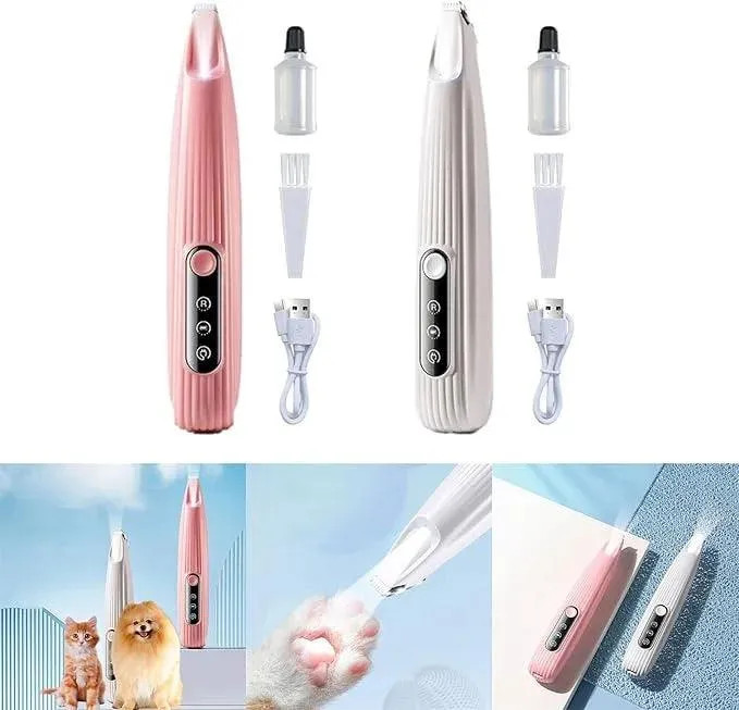 Electric Pet Cat & Dog Paw Trimmer for Pedicure, Nose, Ear, Eye Fur cleaning, Low Noise Cordless Dog Paw Trimmer, Rechargeable Cat/Dog Clippers with LED Light