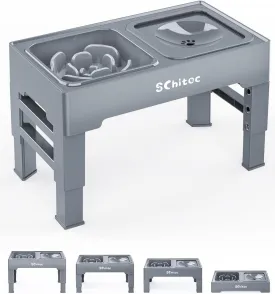 Elevated Dog Bowls, Raised Dog Bowl Stand with Slow Feeder & No Spill Water Bowl, 4 Adjustable Heights for Large Medium and Small Dogs