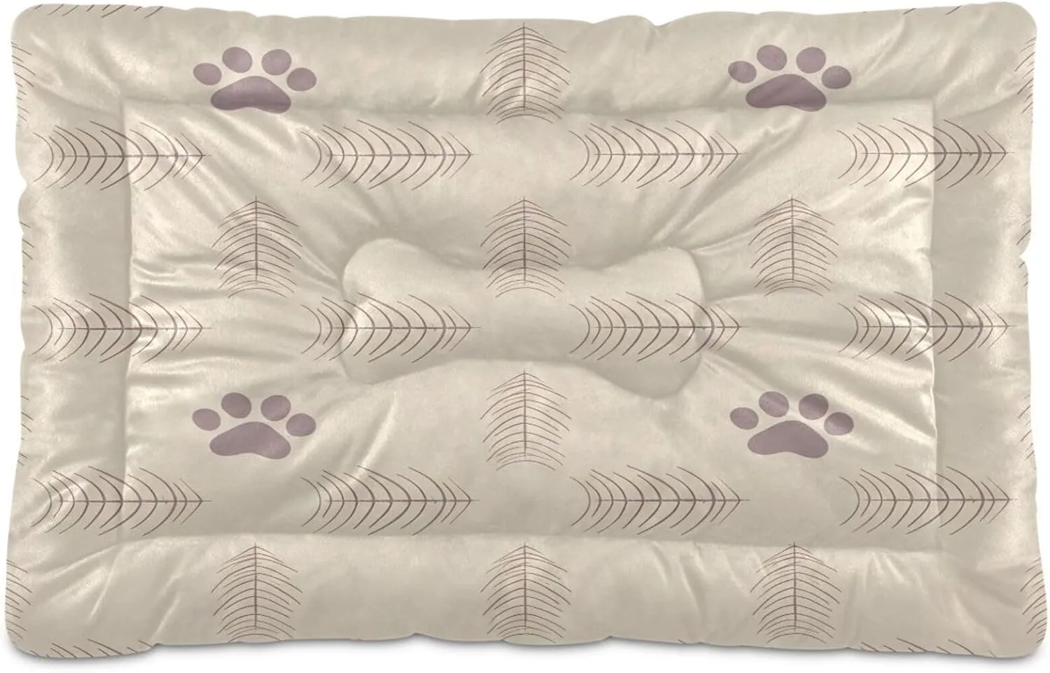 Fishbone and Paw Prints Outdoor Dog Bed for Small Dogs Washable Waterproof Travel Pet Bed Mat Portable Cat Bed with Non-Slip Bottom for Indoor and Sleeping 36 x 24 Inch