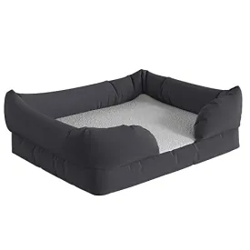 Flash Furniture Cooper Gray Orthopedic Bolster Dog Bed - Memory Foam Base for Dogs up to 12 LBS. - Ultra-Soft White Olefin Sleep Surface - Removable, Washable Cover