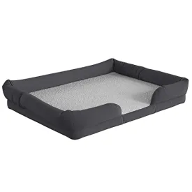 Flash Furniture Cooper Gray Orthopedic Bolster Dog Bed - Memory Foam Base for Dogs up to 44 LBS. - Ultra-Soft White Olefin Sleep Surface - Removable, Washable Cover