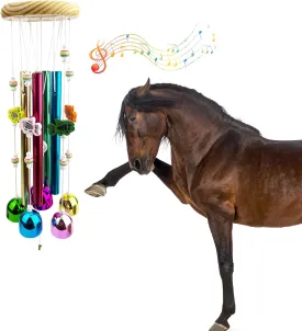 FlidRunest Horse Toys, Colorful Horses Wind Chime Toy, Toys for Horses, Horse Bell Balls Play Windchime Aluminum Tube Soothing Sound for Reduce Separation Anxiety, Hanging Horses Toy for Horses