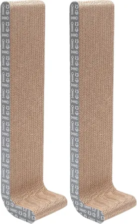 Furhaven 2-Pack Scratching Boards w/ Catnip & Wall-Mounting Hooks for Indoor Cats, Reversible - Wall-Mounted Corrugated Cat Scratchers - Gray/White Print, Standard/2-Pack