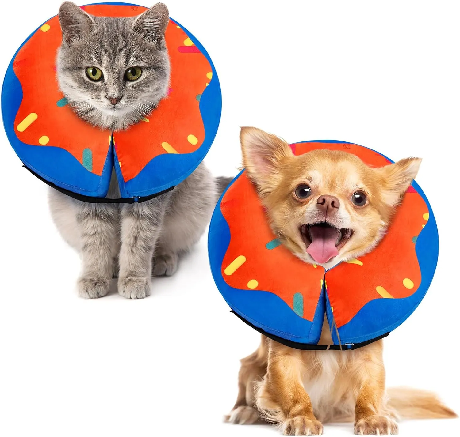 Gimars Inflatable Dog Donut Collar Alternative for Recovery, Soft Dog Neck Pillow - S Neck:5"-8"
