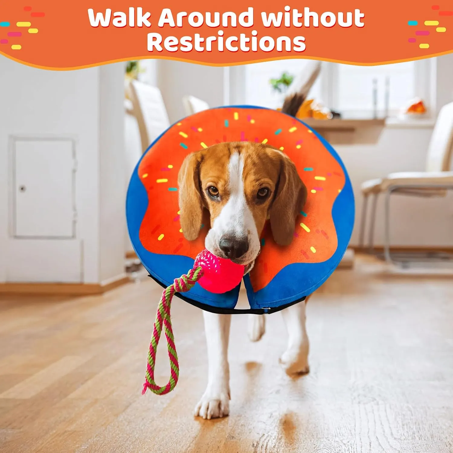 Gimars Inflatable Dog Donut Collar Alternative for Recovery, Soft Dog Neck Pillow - S Neck:5"-8"
