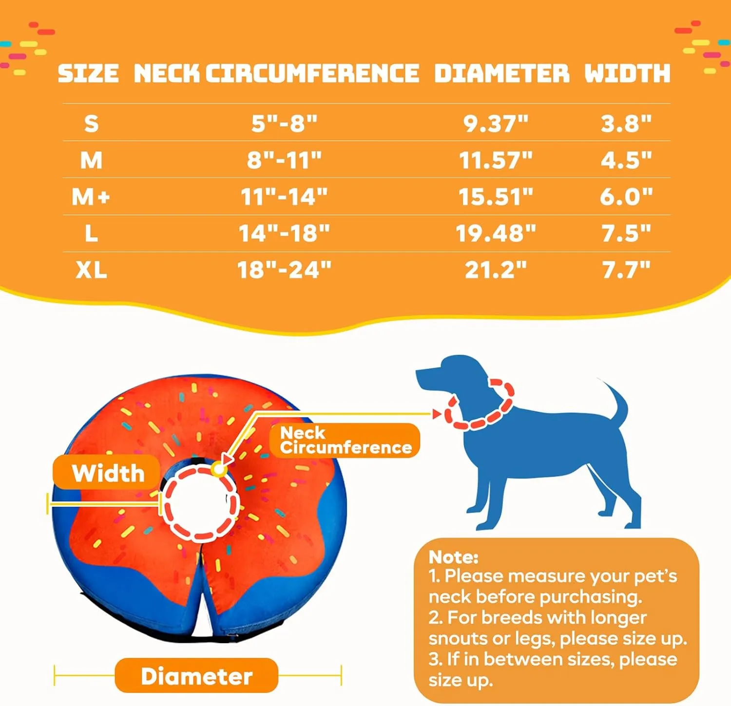 Gimars Inflatable Dog Donut Collar Alternative for Recovery, Soft Dog Neck Pillow - S Neck:5"-8"